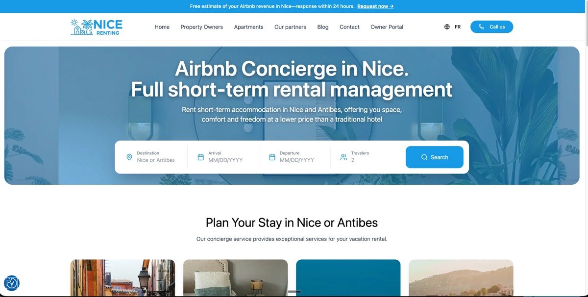 Short-term rental booking site for a Côte d'Azur concierge